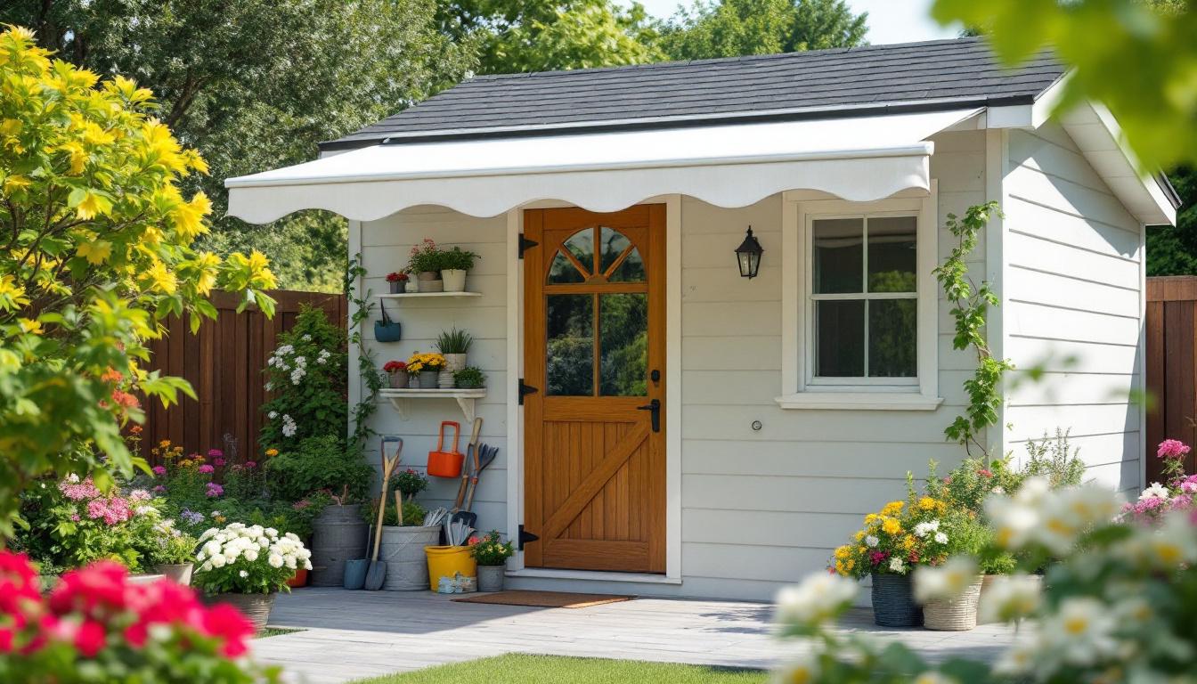 Abri jardin avec auvent : espace extérieur pratique et esthétique